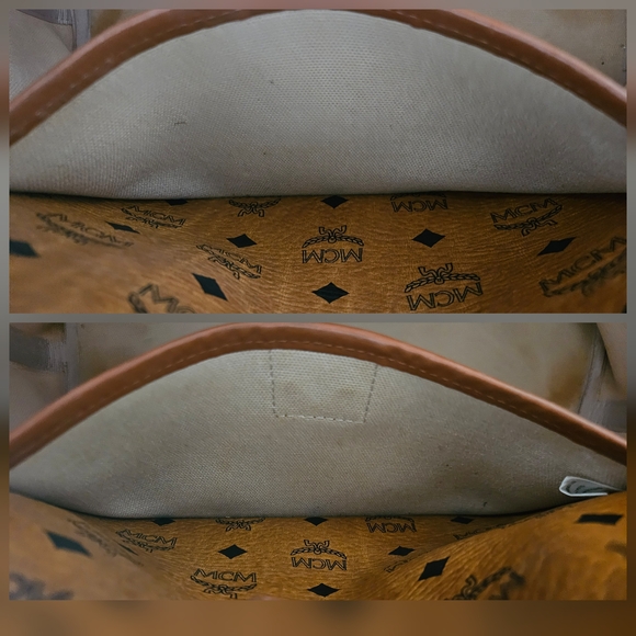 MCM Cognac Monogram Handbag Tote Bag AUTHENTIC - Picture 15 of 16